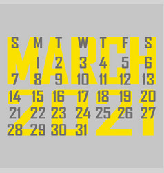 Letter Calendar For March 2021 Week Begins