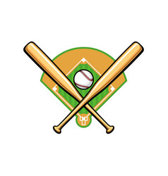 Baseball Bat Ball And Field Logo