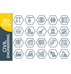 Set Of Engineering Related Line Icons Civil