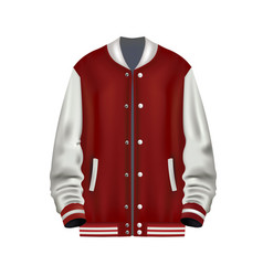 Realistic White And Red Baseball Jacket