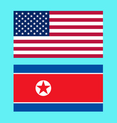 Usa And North Korea Flags