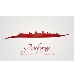 Anchorage Skyline In Red