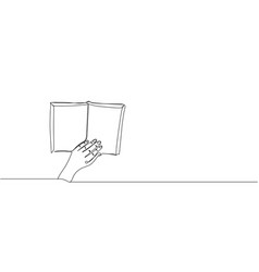 Left Hand Turning Pages In A Book One Line Art