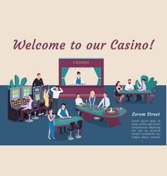 Welcome To Our Casino Poster Flat Template People