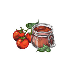 Fresh Tomato Sauce Or Ketchup In Glass Mason Jar