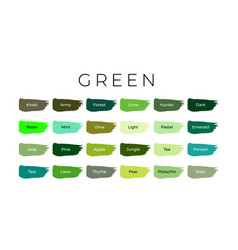 Green Paint Color Swatches With Shade Names