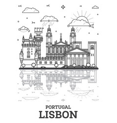 Outline Lisbon Portugal City Skyline With