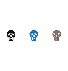 Evil Skull Icon Line Art Logo Set