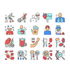 Anemia Patient Health Problem Icons Set