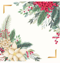 Golden Christmas Card Template With Watercolor