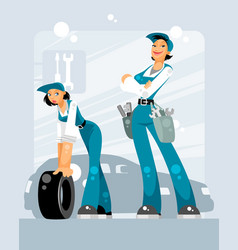 Two Women Car Mechanics