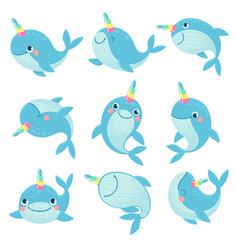 Whale Unicorn Cute Marine Inhabitants Colorful