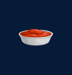 Ketchup Bowl Plate With Tomato Paste Isolated