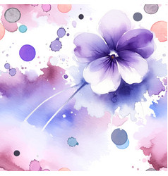 Watercolor Beautiful Violet Flowers Seamless