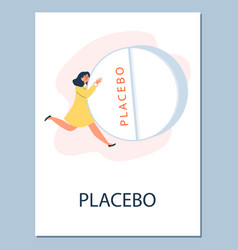 Woman Hugging Big Placebo Pill Medical Poster