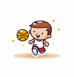 Boy Playing Basketball Cute Cartoon Character