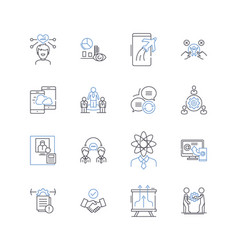 Business Research Line Icons Collection Data