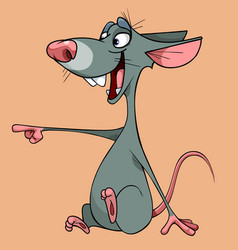 Cartoon Funny Rat Laughing Shows Finger To Side