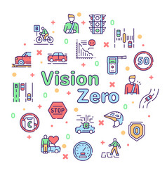 Color Line Icon Round Set Vision Zero