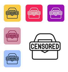 Black Line Censored Stamp Icon Isolated On White