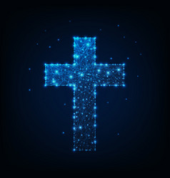 Glowing Low Polygonal Religious Christian Cross