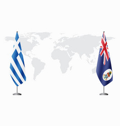 Greece And Cayman Islands Flags For Official