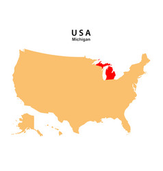 Michigan State Map Highlighted On Usa Map