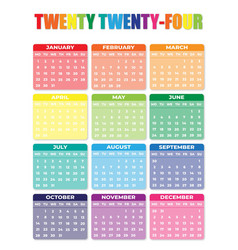 2024 Monday Start Portrait Color Calendar