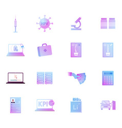 Icons Set Syringe Hpv Virus Cell And Microscope