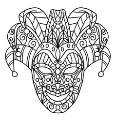 Mardi Gras Jester Mask Isolated Coloring Page