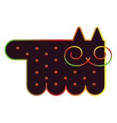 Black Psychedelic Cat With Rainbow Stroke Vintage