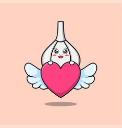 Cute Cartoon Garlic Character Hiding Heart