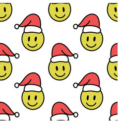 Funny Groovy Cartoon Yellow Smiley In Santa Hat