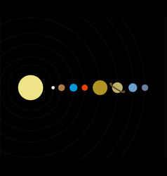 Solar System Icon The Nine Planets On Black