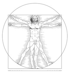 Vitruvian man with the flower of life Royalty Free Vector