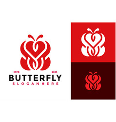 Butterfly Heart Logo Design Symbol Icon