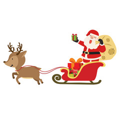 Christmas With A Reindeer Pulling Santa In Sleigh