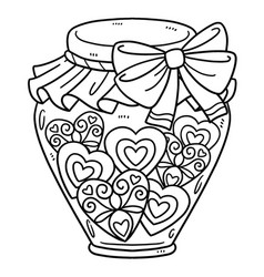 Jar Of Hearts Isolated Coloring Page For Kids