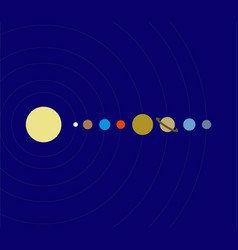 Solar System Icon The Nine Planets On Blue