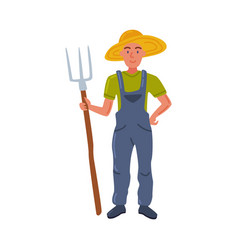 Woman Farmer With Pitchfork Male Agricultural