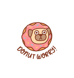 Funny Kawaii Pug Dog In The Donut