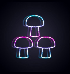 Glowing Neon Line Mushroom Icon Isolated On Black