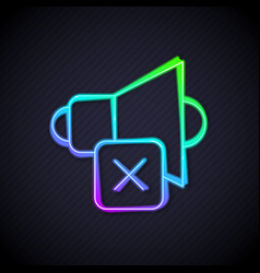 Glowing Neon Line Speaker Mute Icon Isolated