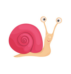 A Snail With Pink Shell In Cartoon Style