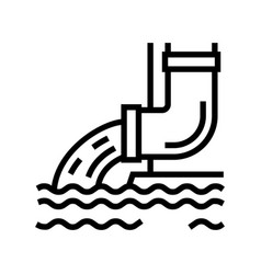 Water Flowing From Drainage Pipe Line Icon