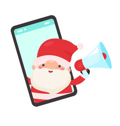 Cartoon Santa Holding A Megaphone Coming Out