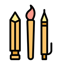 Kid Writing Tools Icon Flat