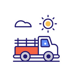 Pickup Truck Fill Outline Icon Style Illust