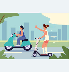 Women Using Motorbike Scooter