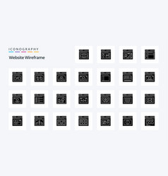 25 Website Wireframe Solid Glyph Icon Pack